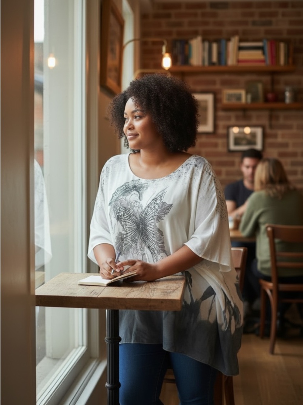 Chic Butterfly Print Women's flowy Blouse
